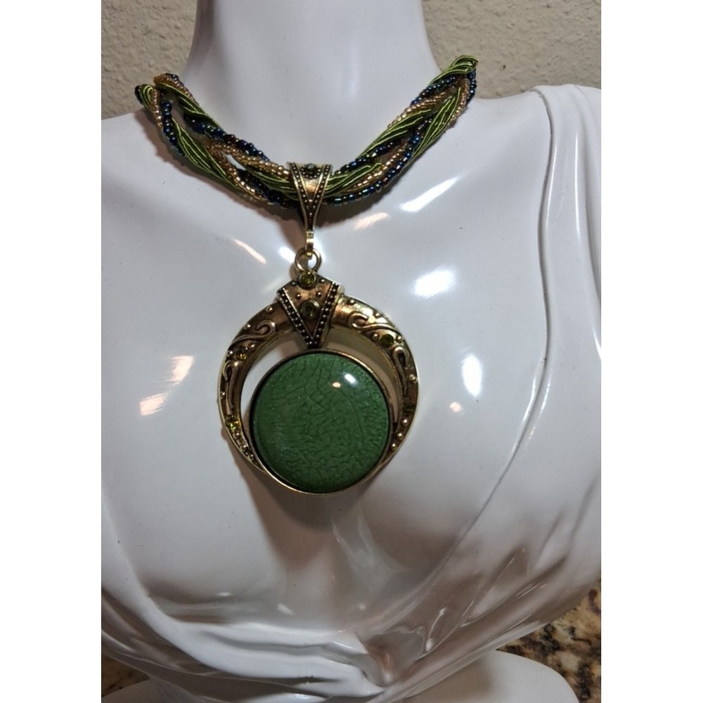 Vintage Bohemian Handwoven Braided Rope Beads with Synthetic Pendantโ Necklace